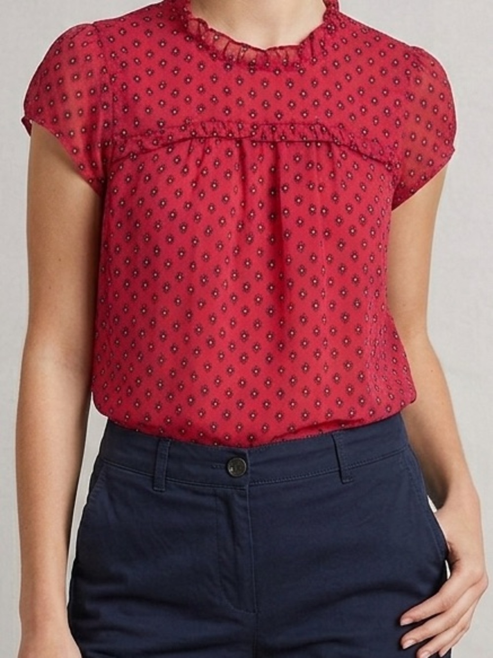 Bright Pink Printed Cap Sleeve Blouse